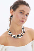 Collar Bauhaus Doble Capa - Plata/Negro/Oro