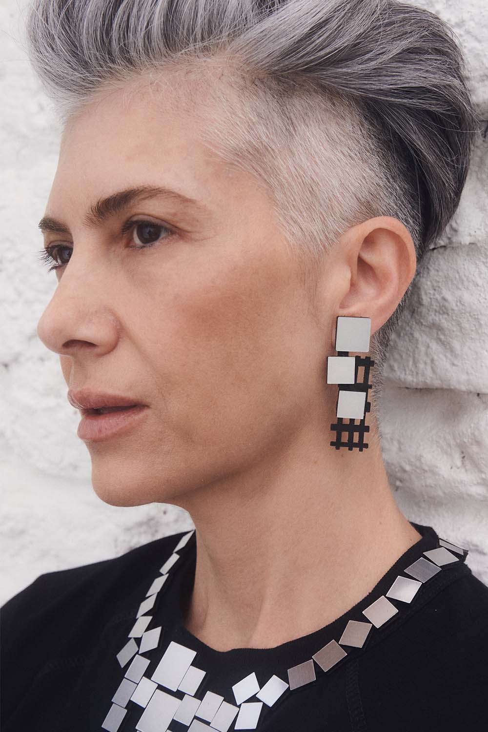 Pendientes Bauhaus Cuadrados - Plata