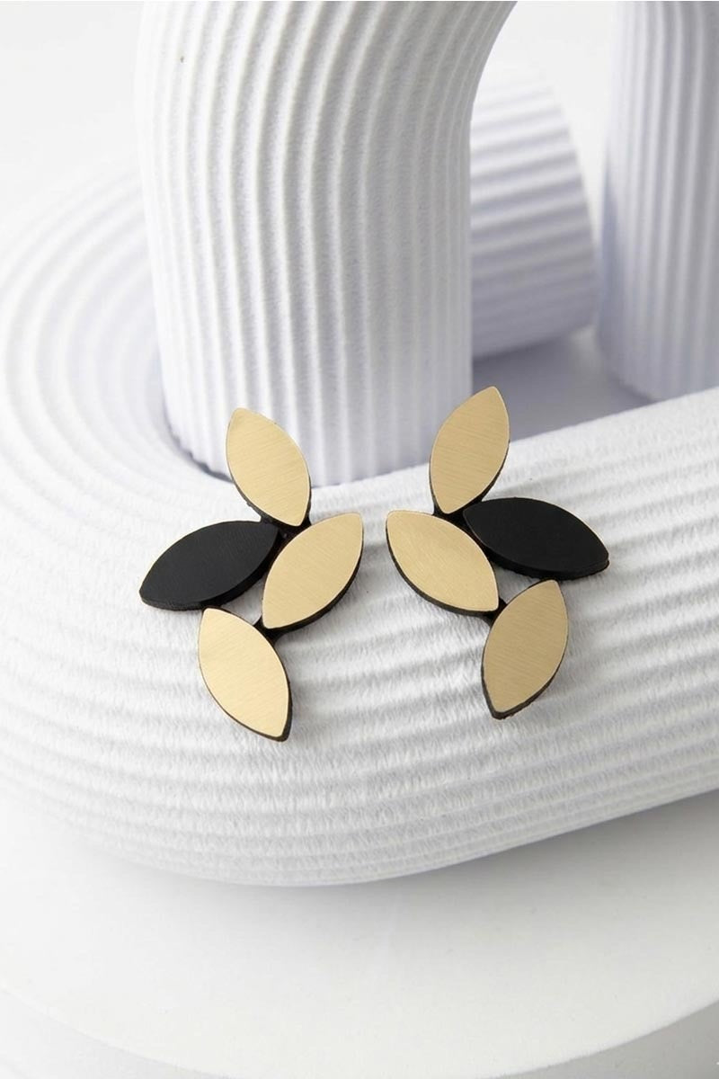 Pendientes Kate Leaves Medianos - Negro/Oro