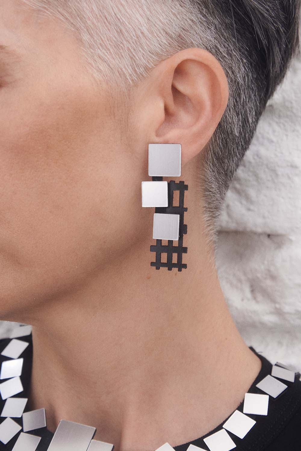 Pendientes Bauhaus Cuadrados - Plata