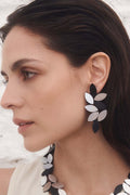 Pendientes Kate Leaves Largos - Plata/Negro