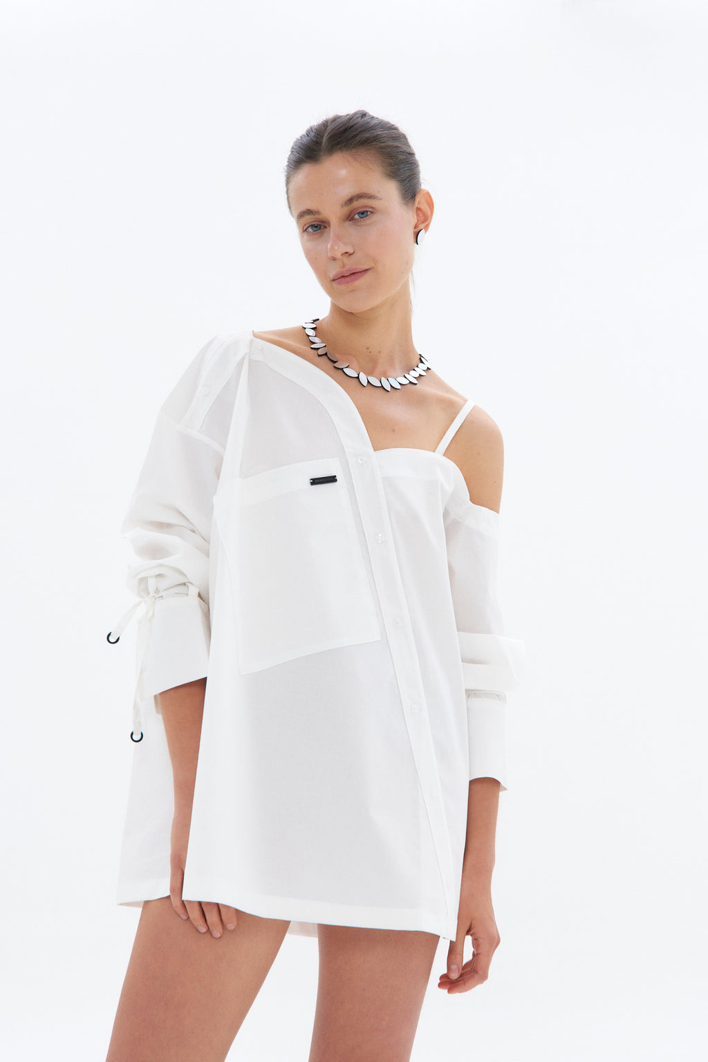 Off-Shoulder Off-White Shirt - White