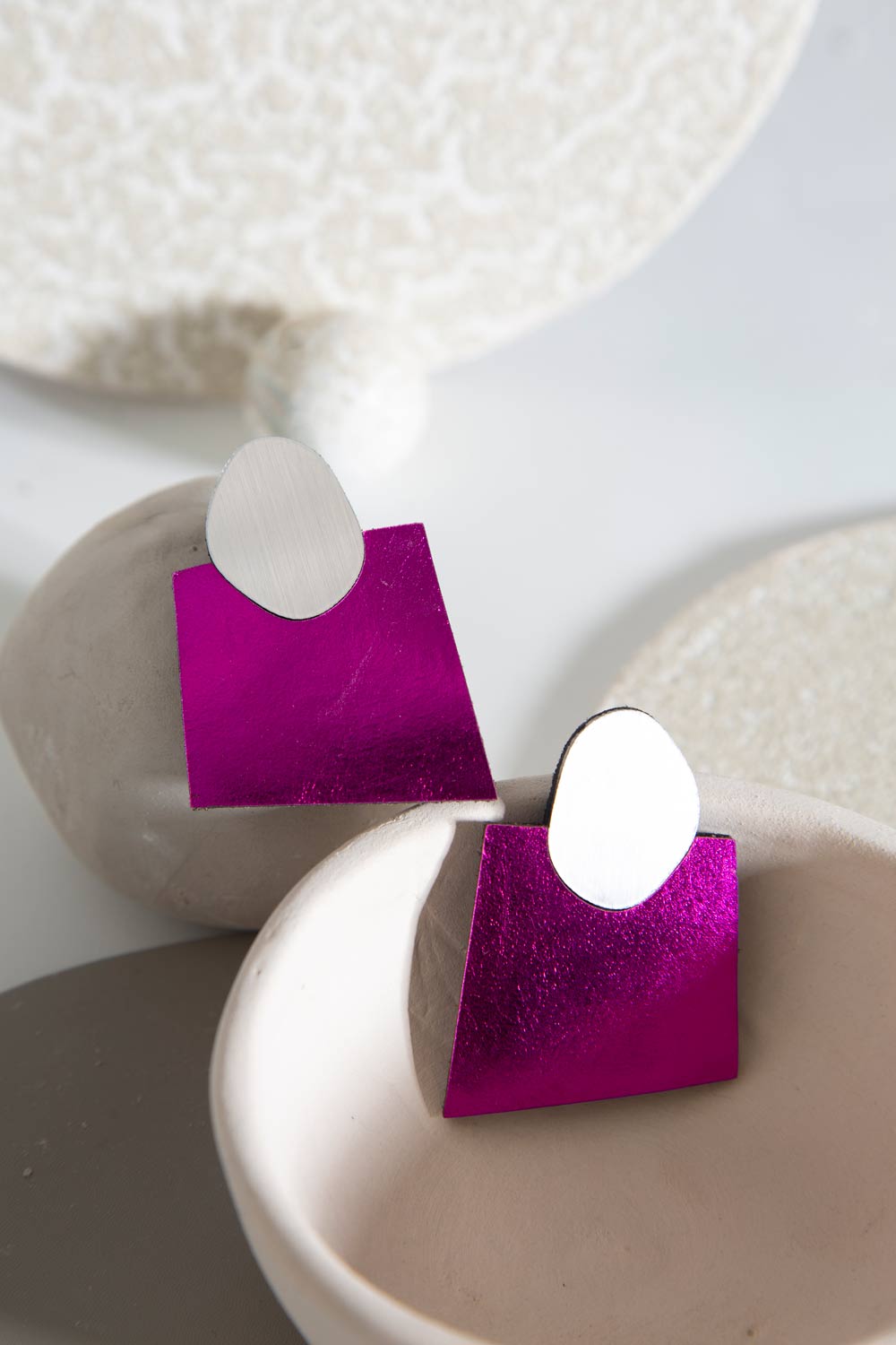 Pendientes Audrey - Plata/Fuchsia