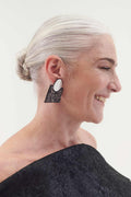 Ohrringe Audrey Spitz zulaufende Quadrate - Silber+Zinn