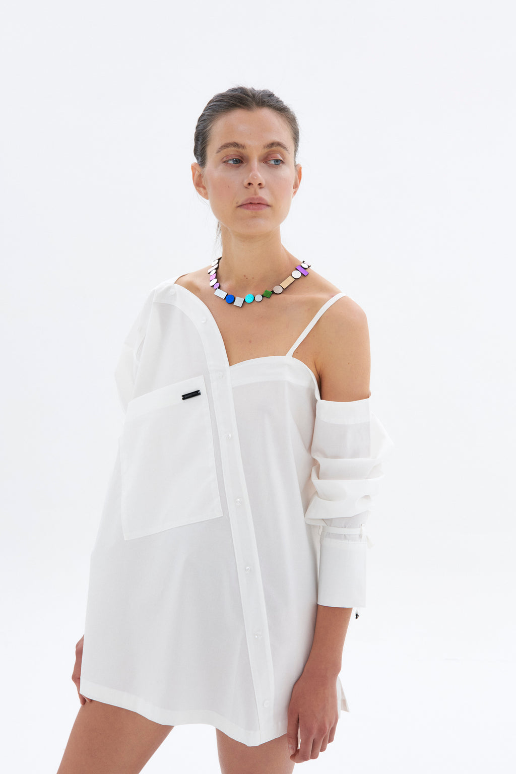 Off-Shoulder Off-White Shirt - White