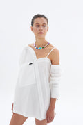 Off-Shoulder Off-White Shirt - White