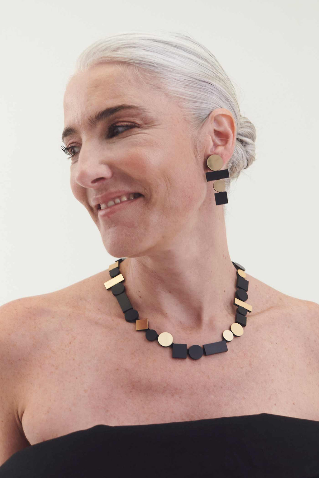 Pendientes Bauhaus Largos - Negro/Oro