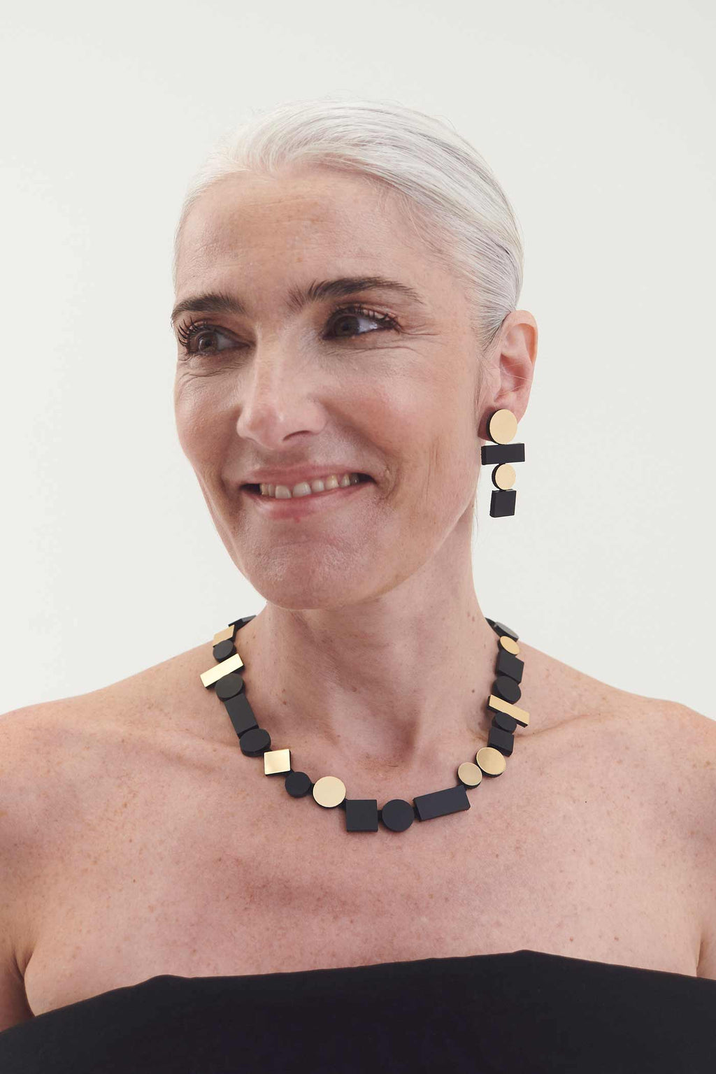 Pendientes Bauhaus Largos - Negro/Oro