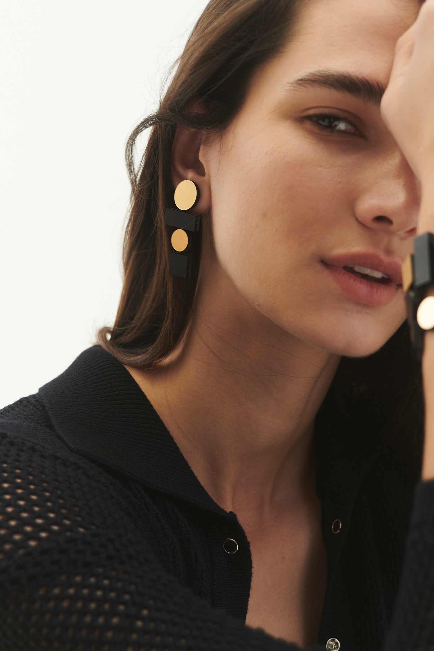 Pendientes Bauhaus Largos - Negro/Oro