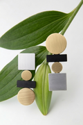 Pendientes Bauhaus Largos - Plata/Oro/Negro - Con Clip