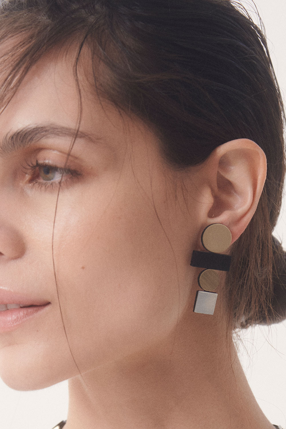 Pendientes Bauhaus Largos - Plata/Oro/Negro