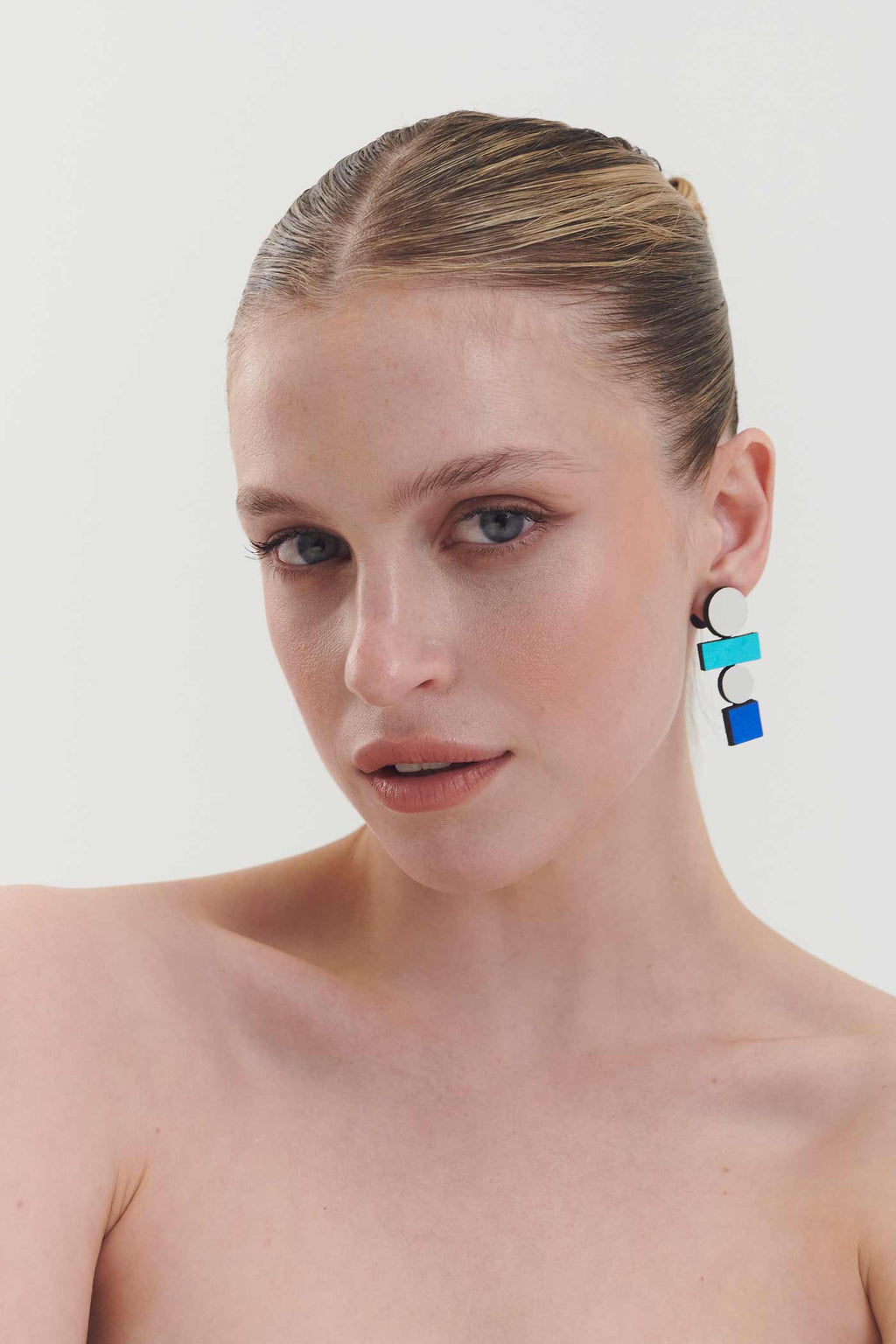 Pendientes Bauhaus Largos - Plata/Colores Fríos