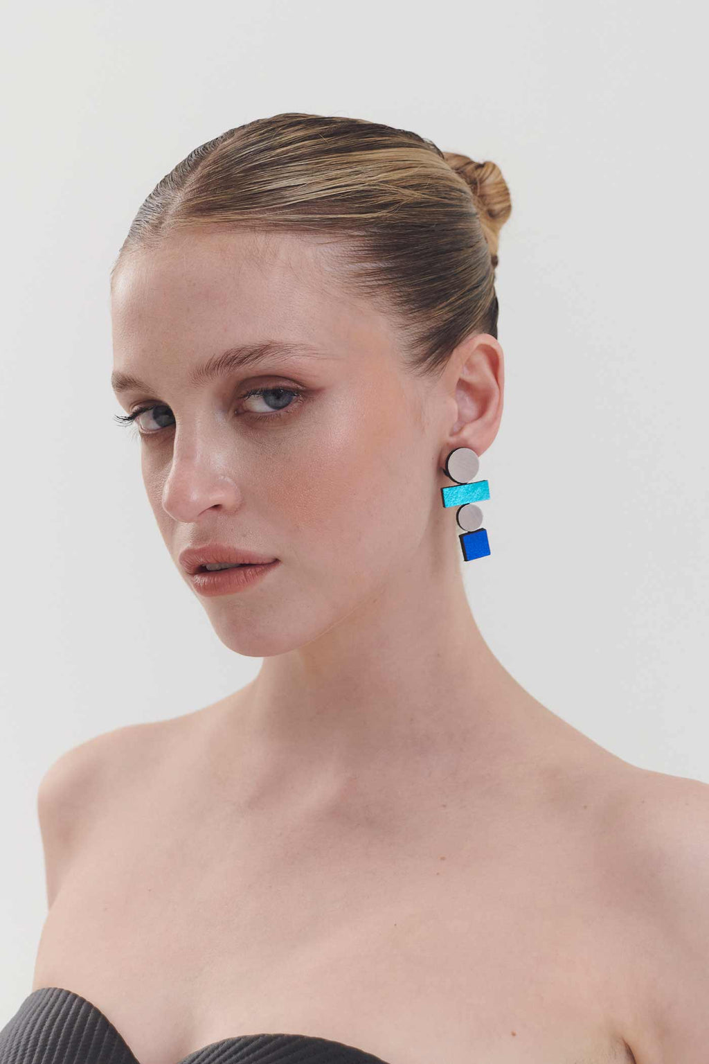 Pendientes Bauhaus Largos - Plata/Colores Fríos