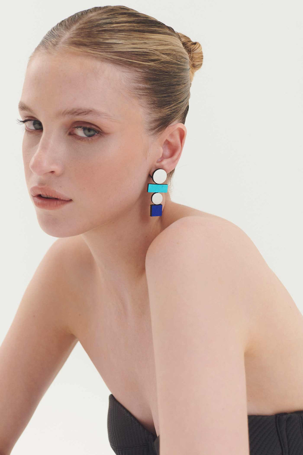 Pendientes Bauhaus Largos - Plata/Colores Fríos