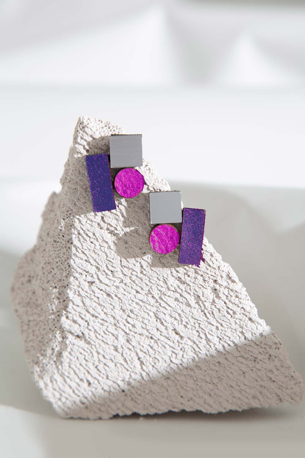 Pendientes Bauhaus Pequeños - Plata/Oro/Negro