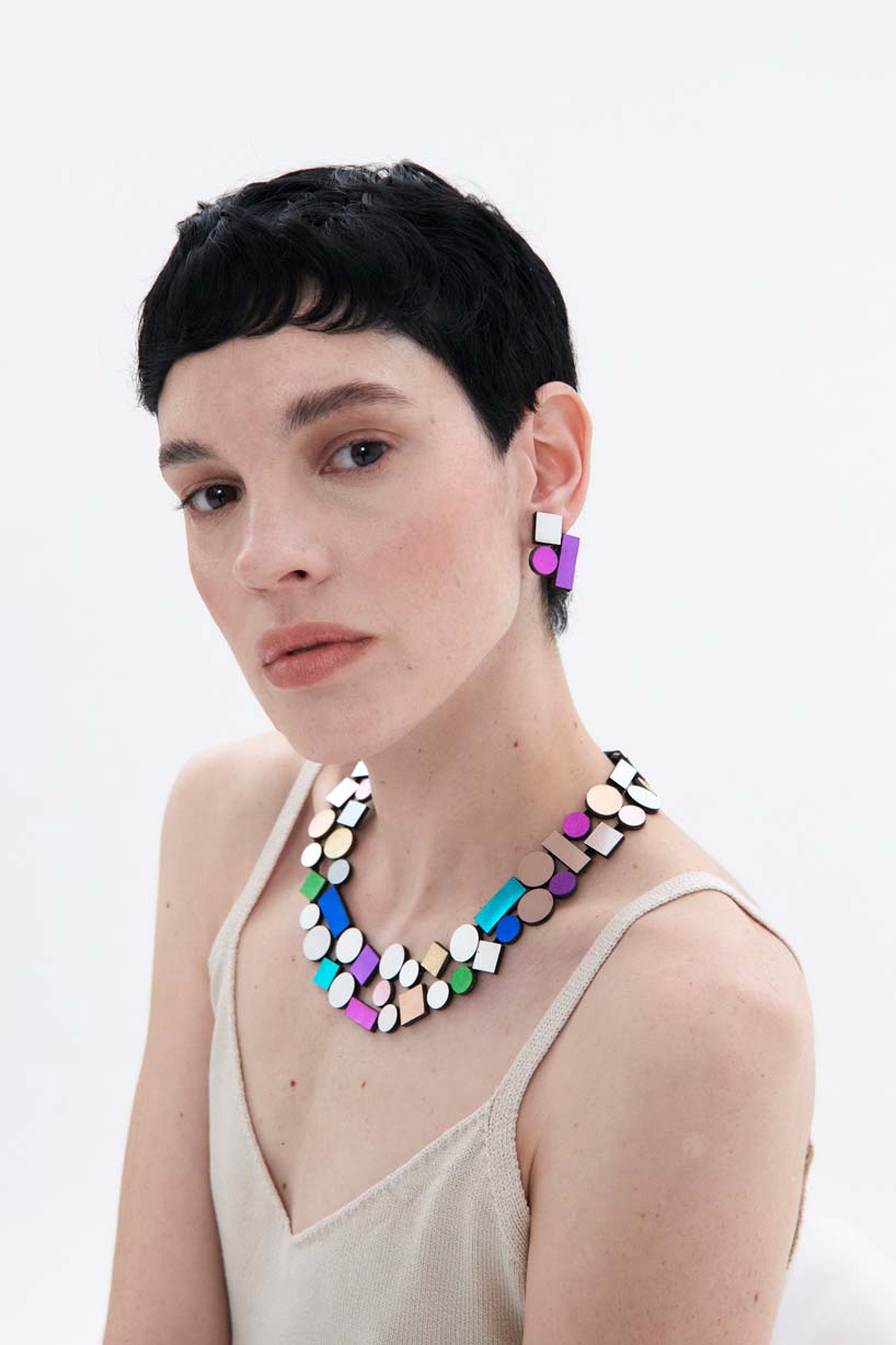 Collar Bauhaus Doble Capa - Plata/Arcoíris