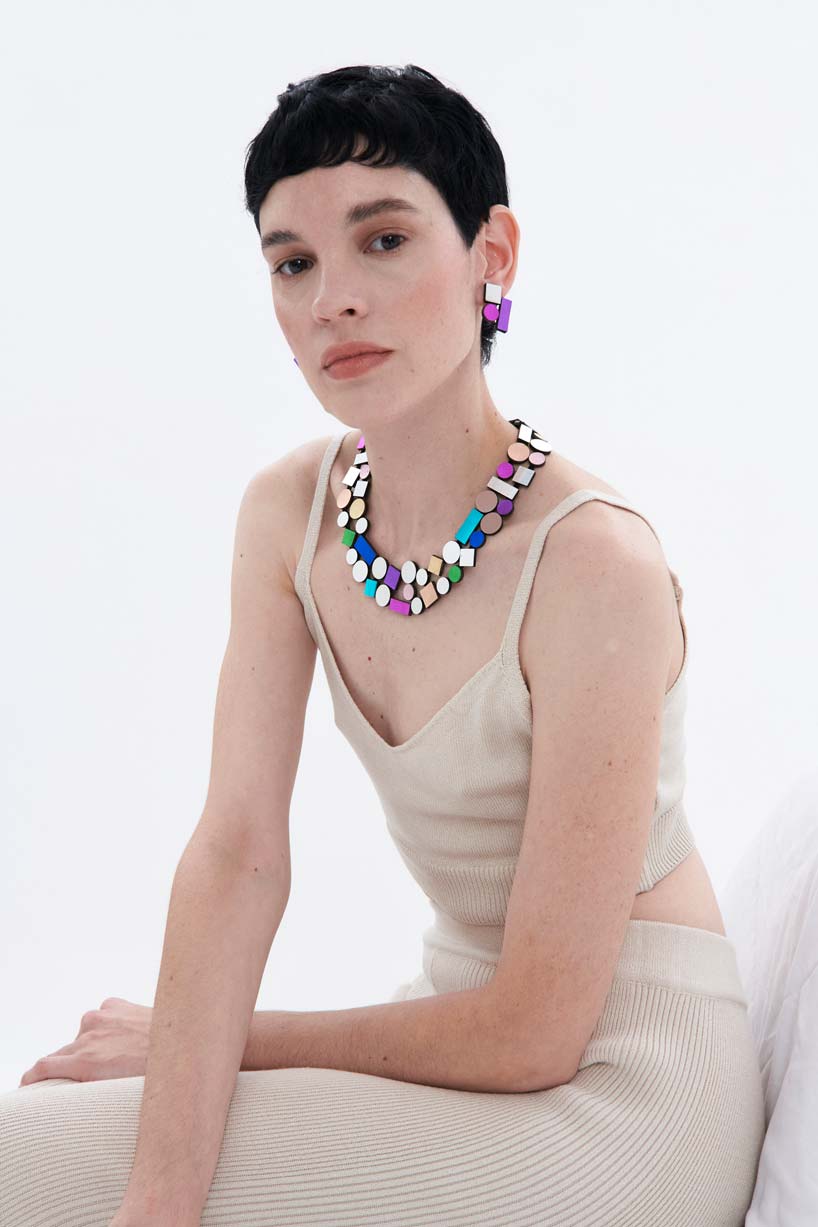 Collar Bauhaus Doble Capa - Plata/Arcoíris