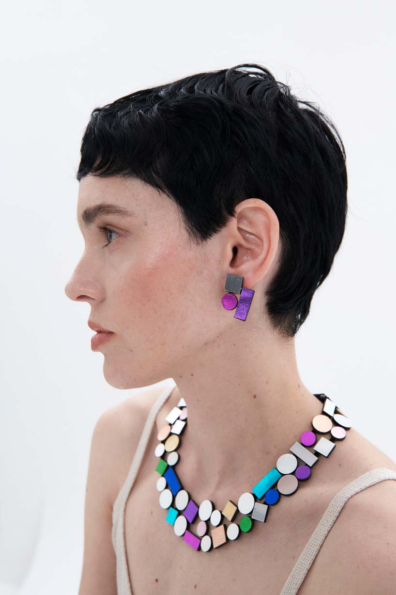 Collar Bauhaus Doble Capa - Plata/Arcoíris