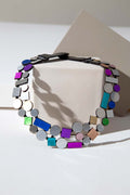 Collar Bauhaus Doble Capa - Plata/Arcoíris