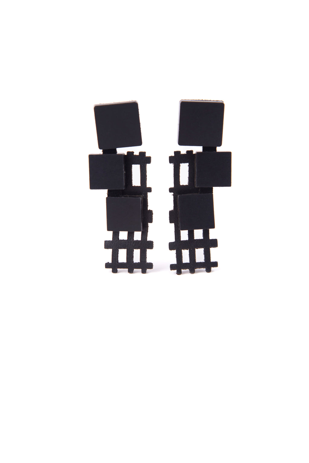 Pendientes Bauhaus Cuadrados - Negro