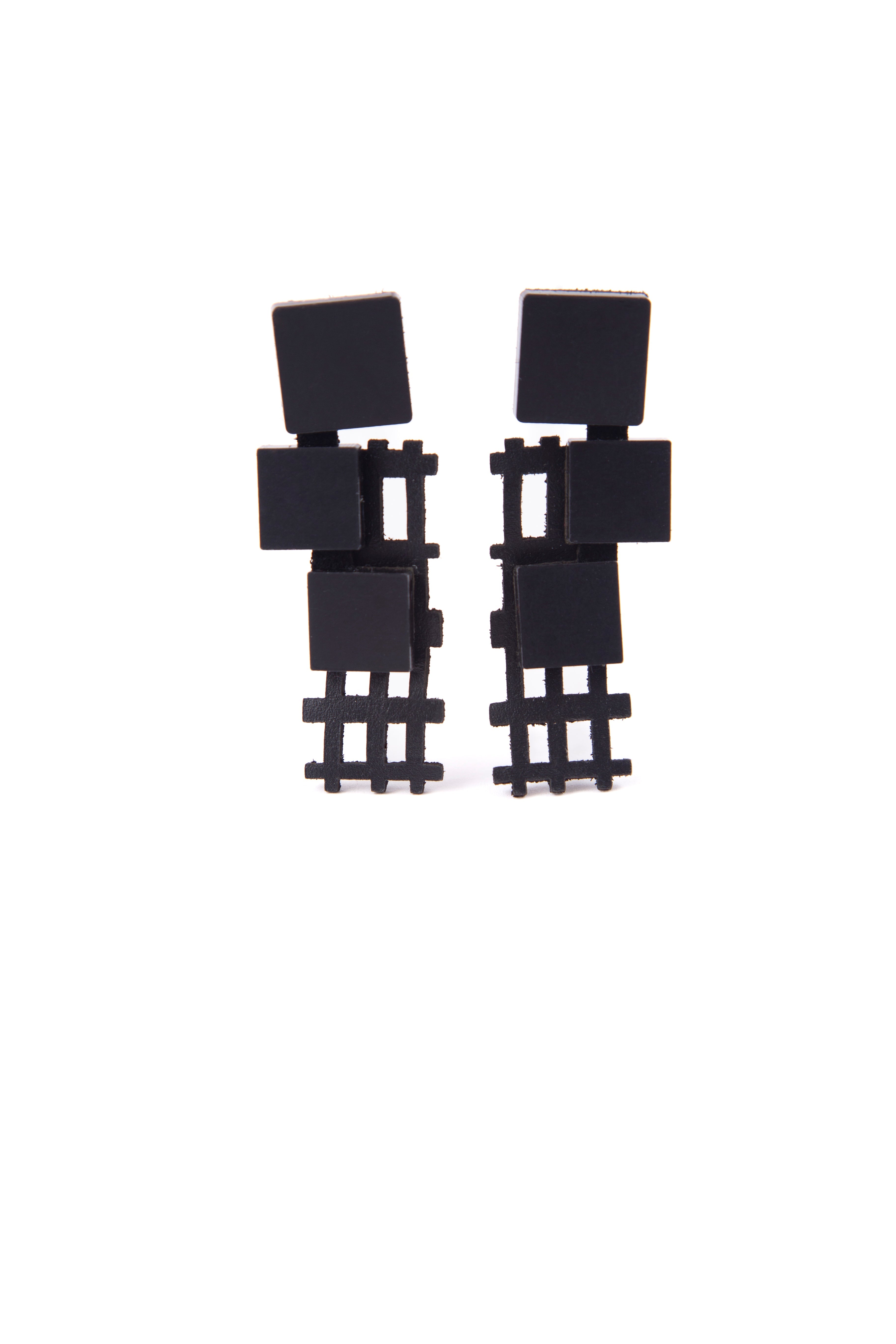 Pendientes Bauhaus Cuadrados - Negro