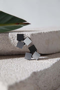 Pendientes Bauhaus 3 Cuadrados - Plata/Negro