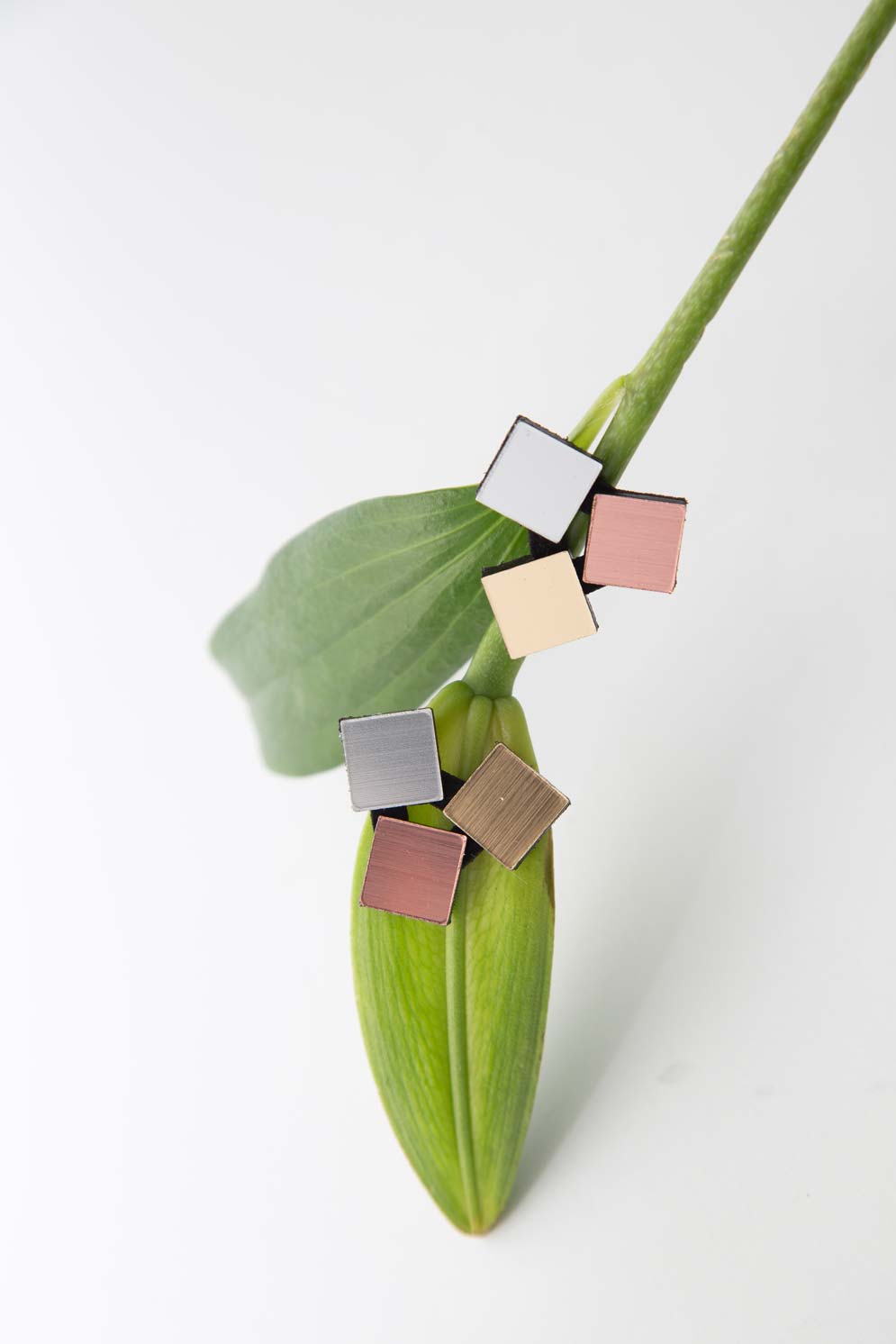 Pendientes Bauhaus 3 Cuadrados - Plata/Oro/Cobre