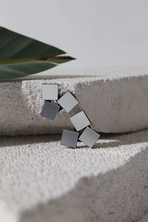 Boucles d'oreilles Bauhaus 3 carrés - Argent