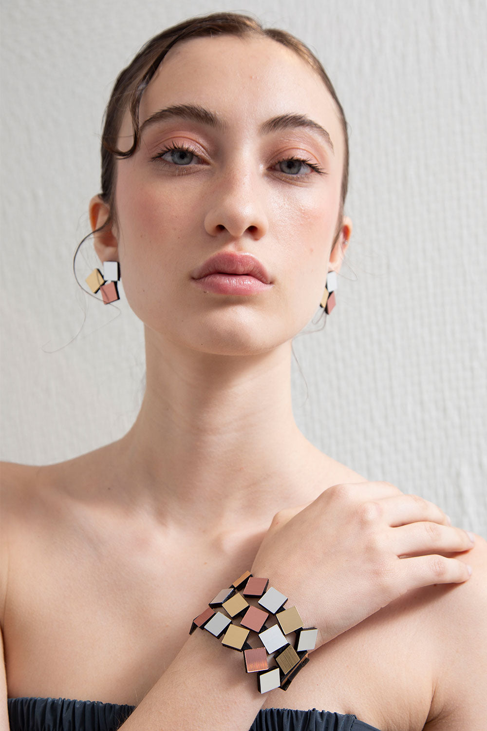 Brazalete Bauhaus 3 Tiras - Plata/Oro/Cobre