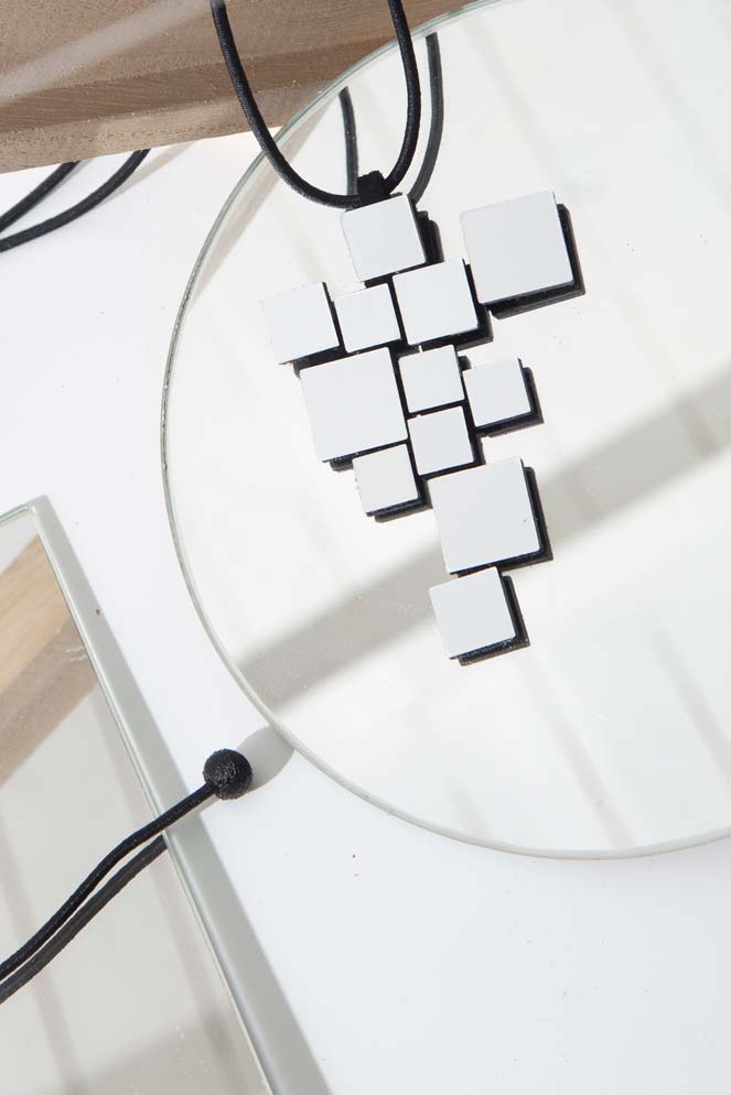 Bauhaus Pendant Necklace Squares - Silver