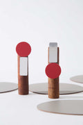 Pendientes Bauhaus - Plata/Rojo