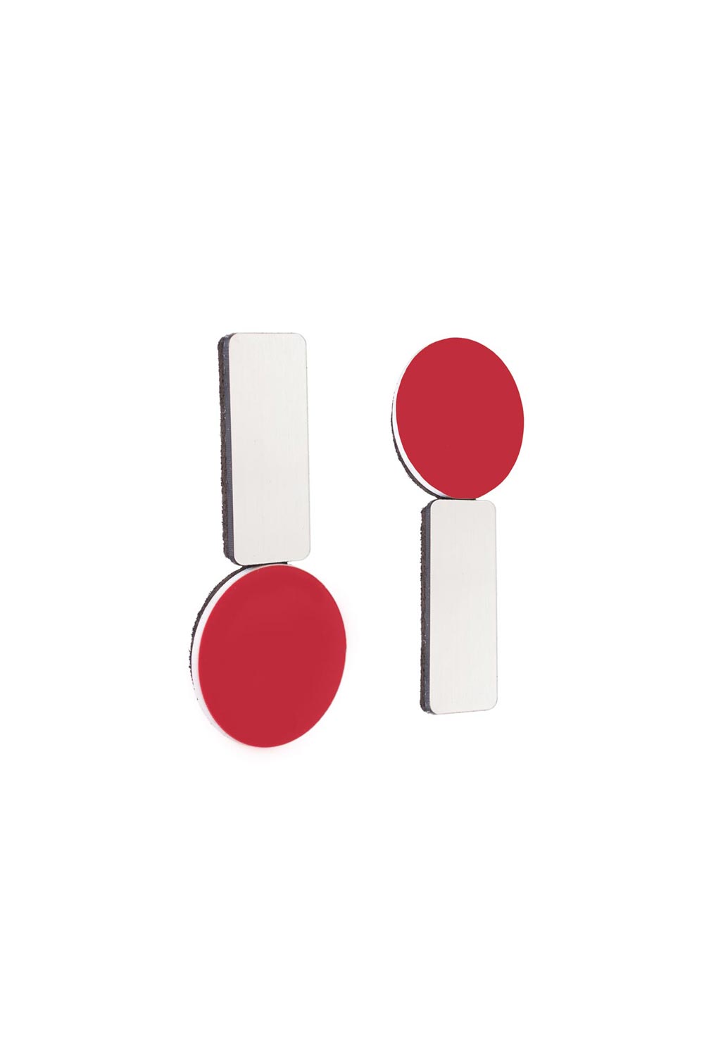Pendientes Bauhaus - Plata/Rojo