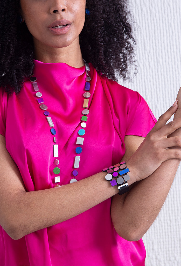 Bauhaus Necklace Long - Rainbow