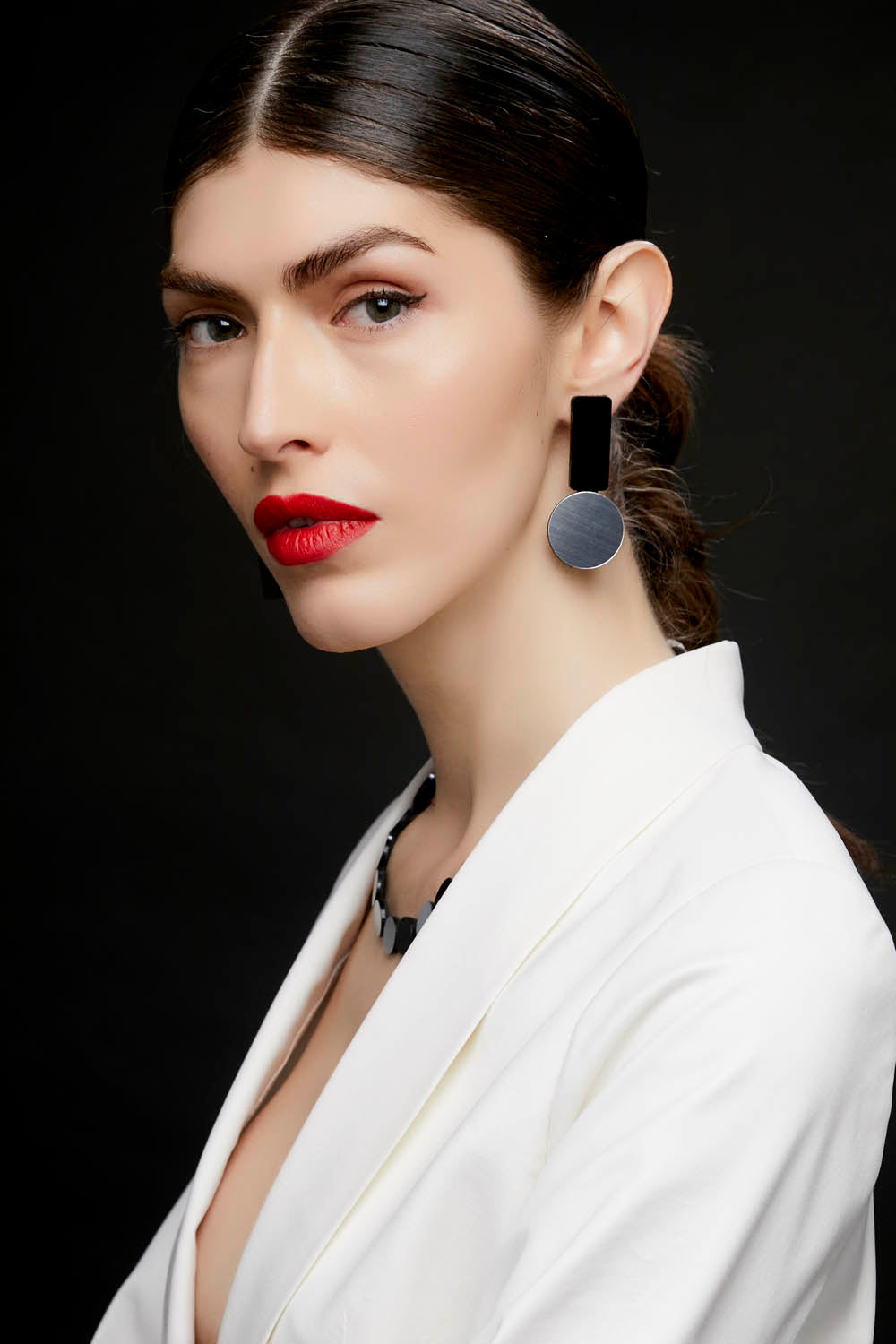 Pendientes Bauhaus A - Plata/Negro 