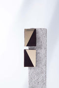 Carnival Rectangles Clip-On  Earrings - Gold/Brown