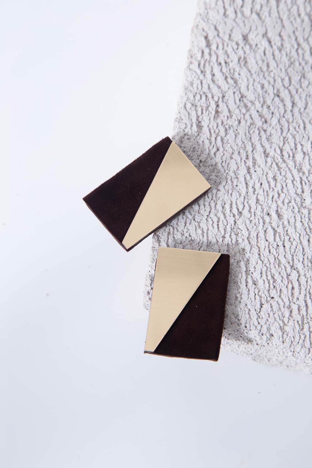 Carnival Rectangles Clip-On  Earrings - Gold/Brown