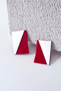 Carnival Rectangles Clip-On  Earrings - Silver/Red