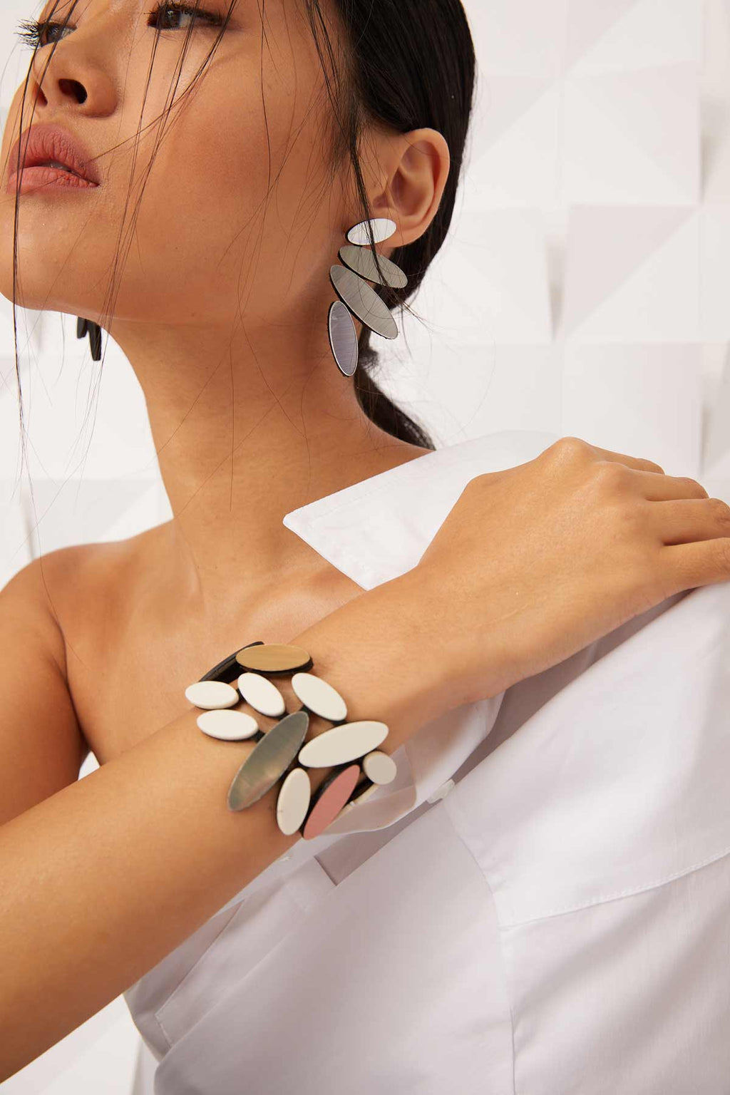 Pendientes Colors Petals Largos - Plata