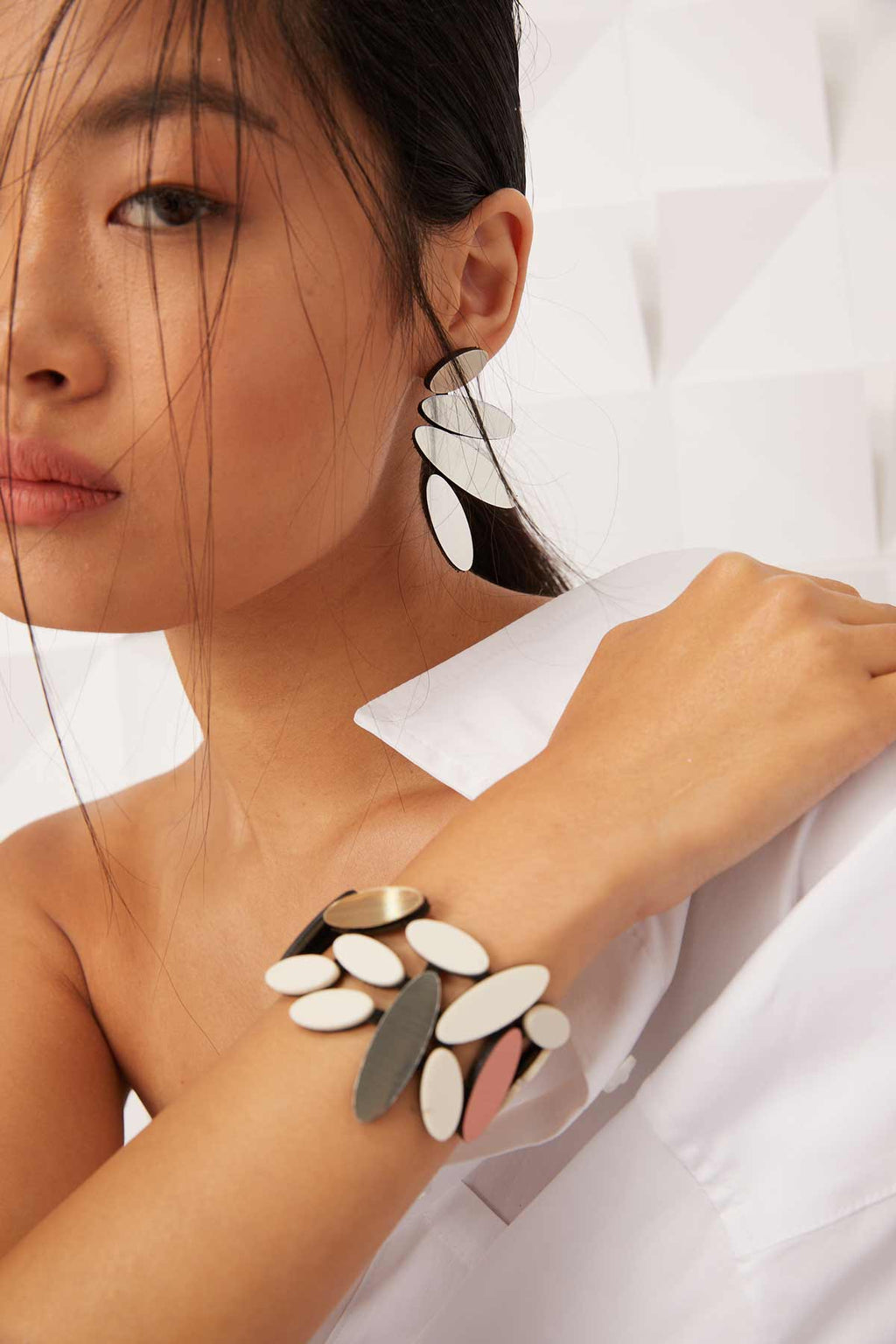 Pendientes Colors Petals Largos - Plata