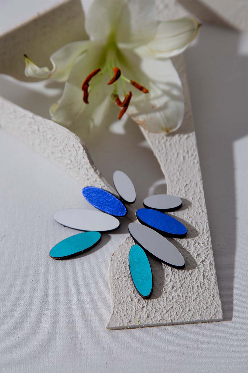 Pendientes Colors Pétalos - Plata/Colores Fríos