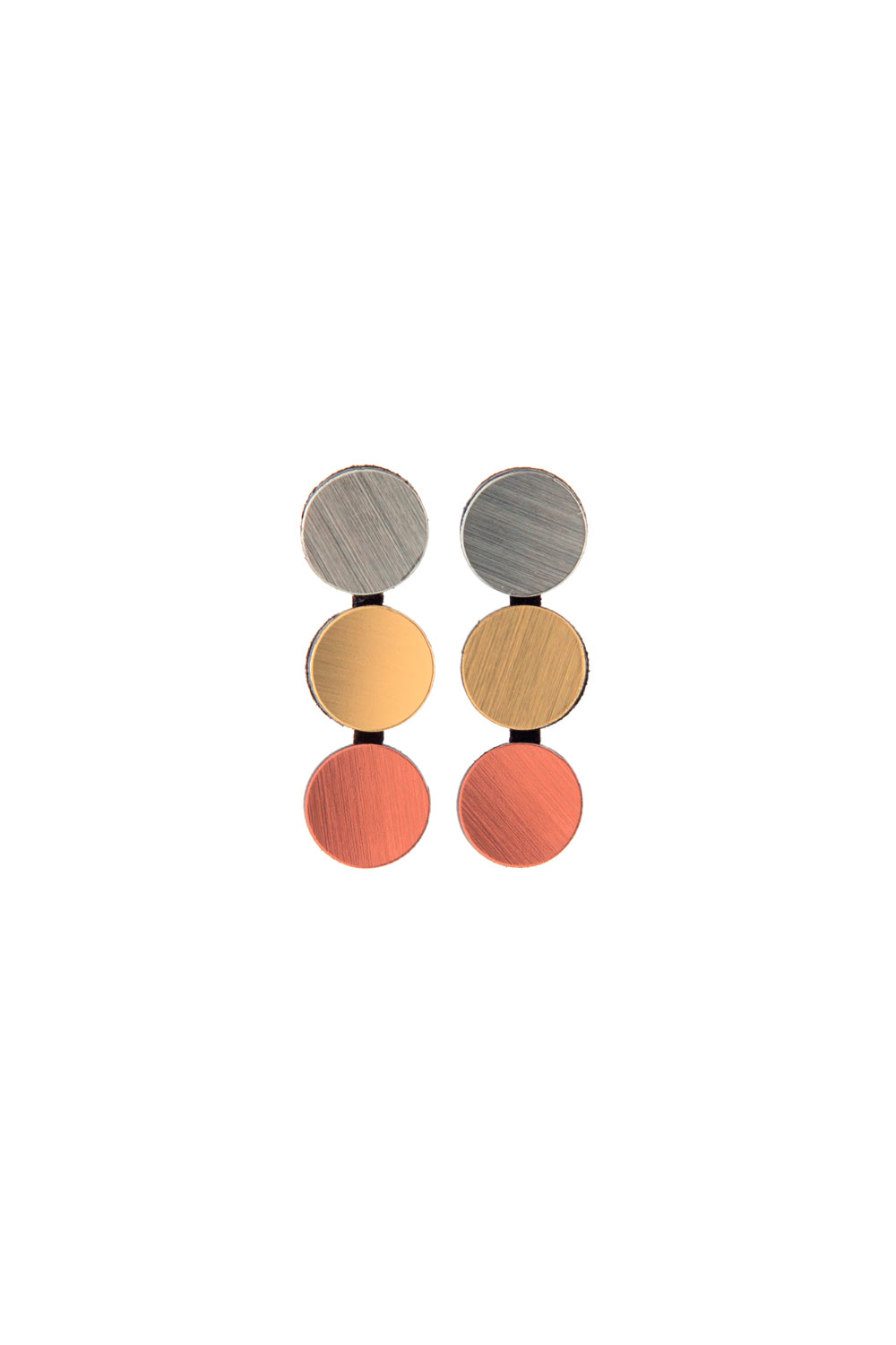 Pendientes Abstraction 3 Dots - Plata/Oro/Cobre