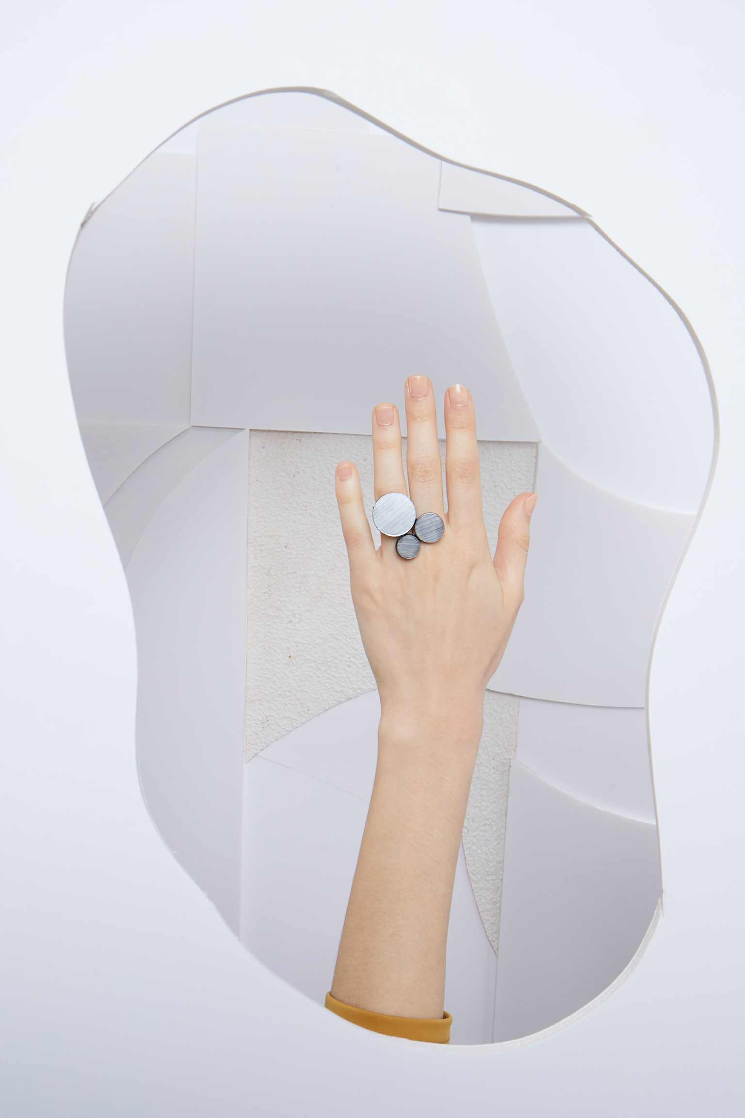 Anillo Abstraction 3 Círculos - Plata