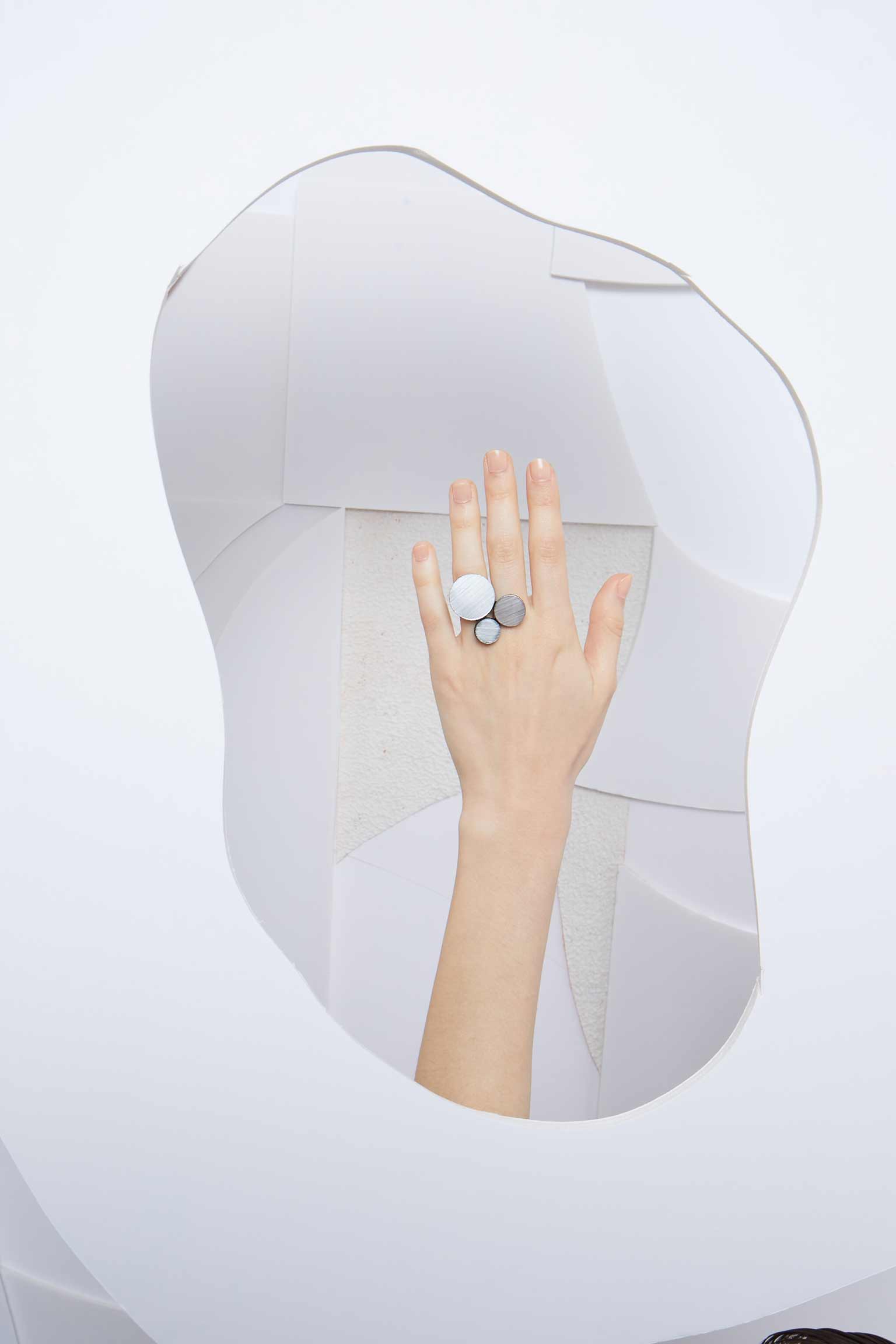 Anillo Abstraction 3 Círculos - Plata