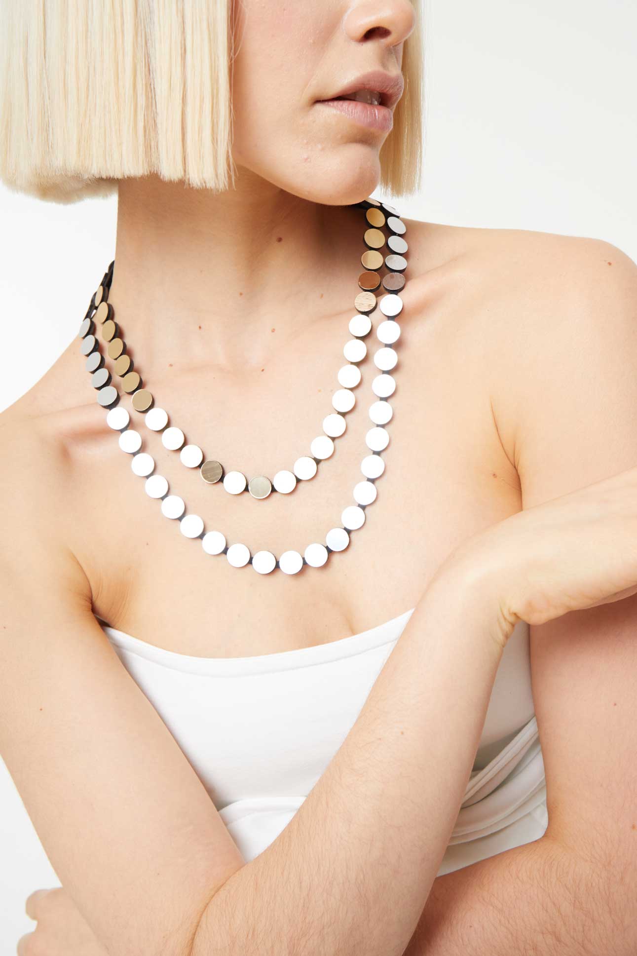 Collar Abstraction Dos Capas - Plata/oro