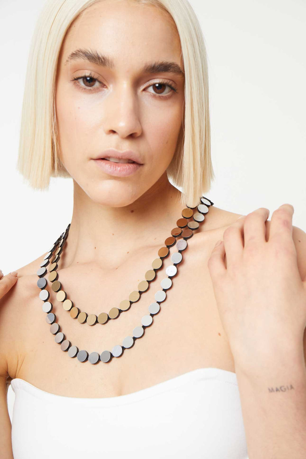 Collar Abstraction Dos Capas - Plata/oro