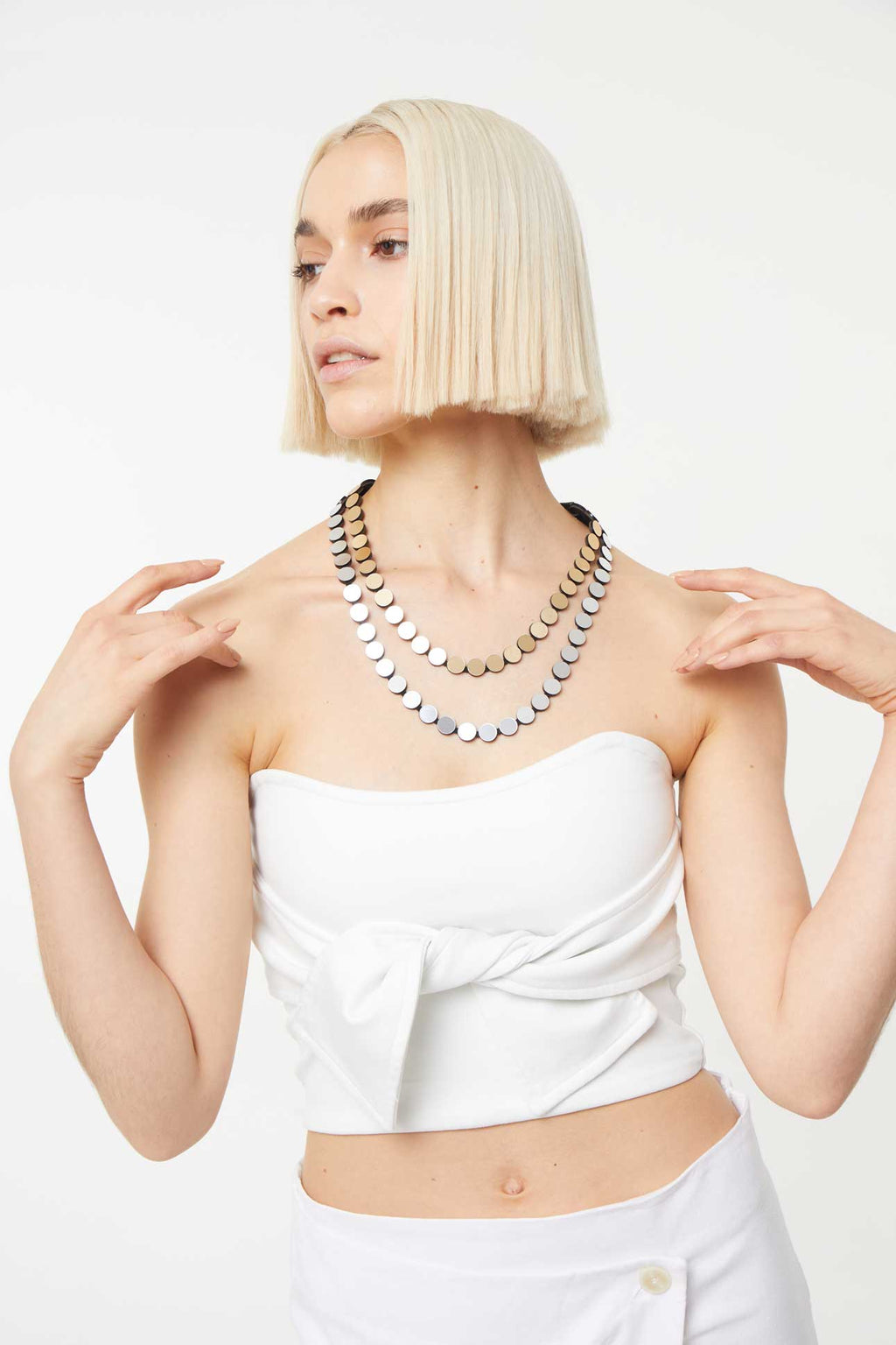 Collar Abstraction Dos Capas - Plata/oro