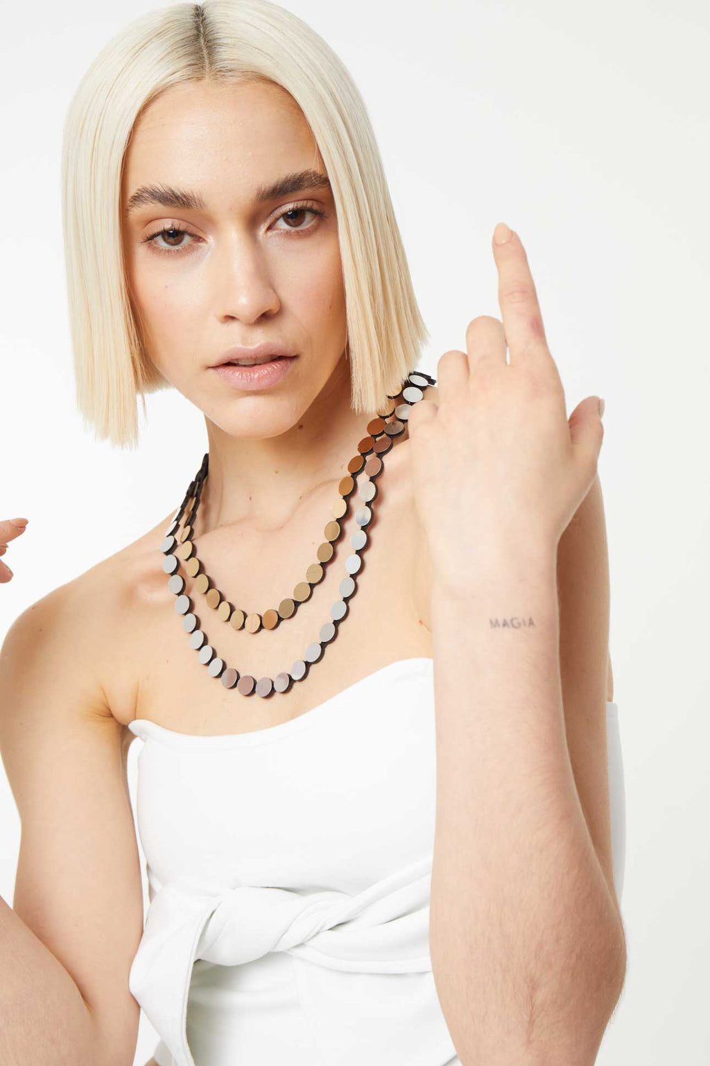 Collar Abstraction Dos Capas - Plata/oro