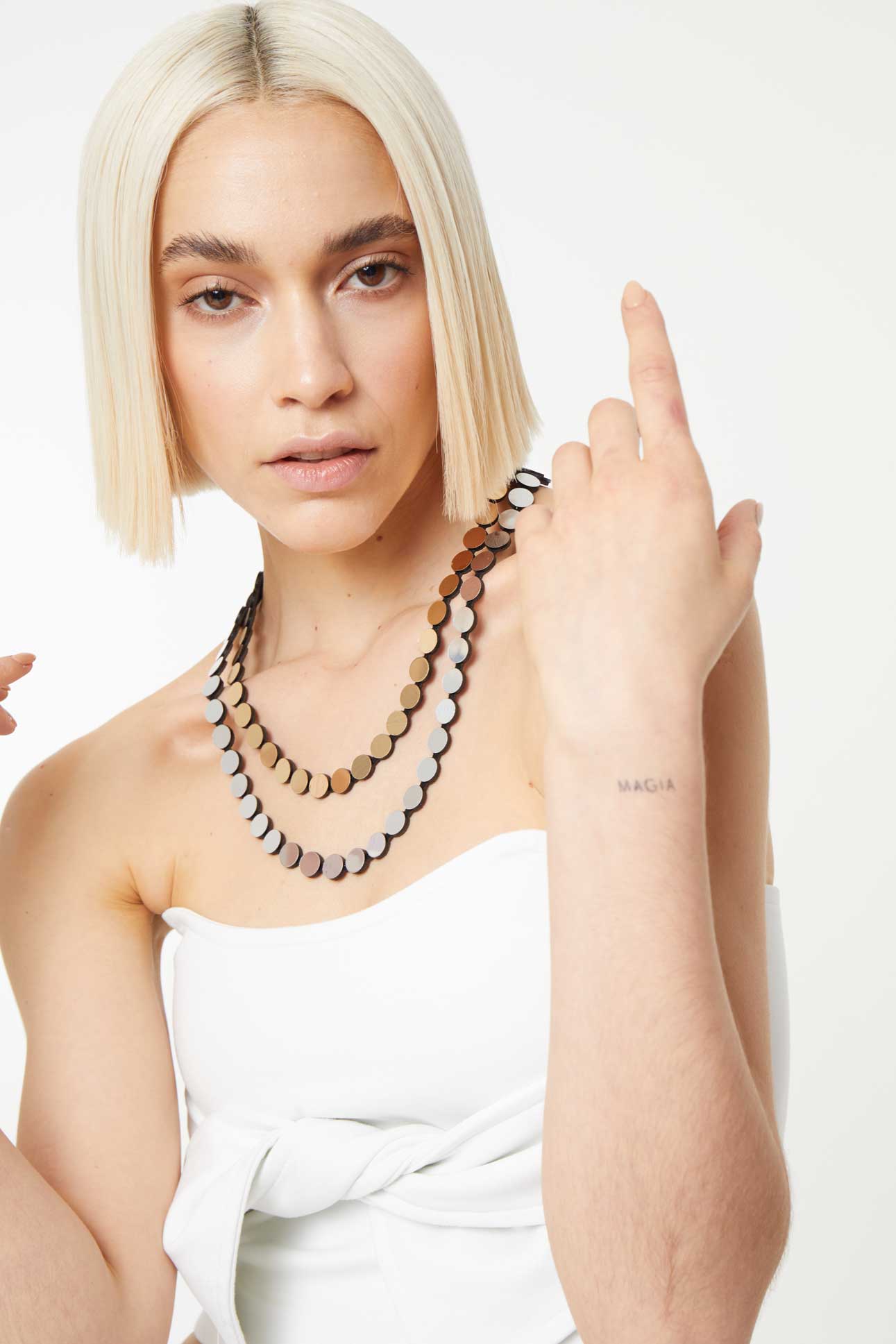 Collar Abstraction Dos Capas - Plata/oro