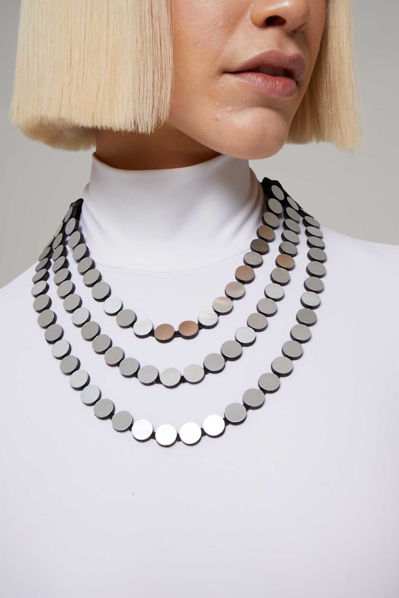 Collar Abstraction Tres Capas - Plata