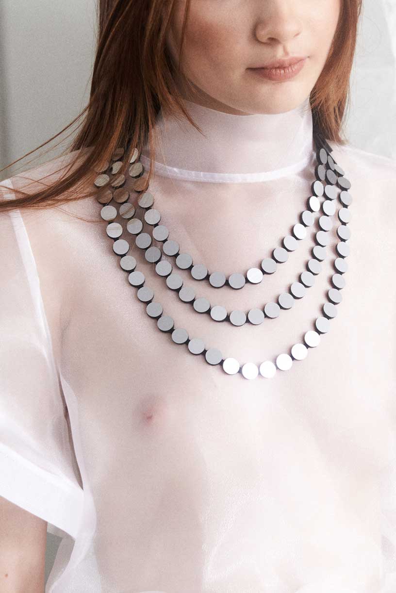Collar Abstraction Tres Capas - Plata